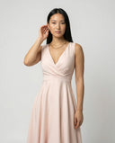 A-Line Midi Dress with Zipper and V-Neck for Cocktail Events