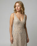 Embroidered Women's Evening Dress with Shimmering Accents