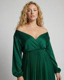 Chic Off-Shoulder Pleated Maxi Dress for Maternity