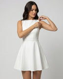 Chic Women's A-Line Dress with Fitted Bodice