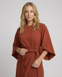 Stylish Lantern Sleeve Dress with Cinched Waist