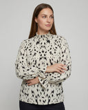 Chic Ruffled Hem Animal Print Blouse