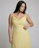 Chic Long Draped Dress with Integrated Bra