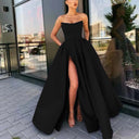Chic Strapless High-Slit Evening Gowns