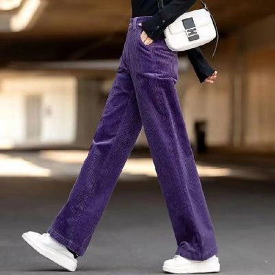 Chic High-Waisted Corduroy Trousers