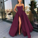 Chic Strapless High-Slit Evening Gowns