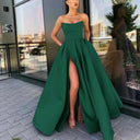 Chic Strapless High-Slit Evening Gowns