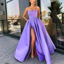 Chic Strapless High-Slit Evening Gowns