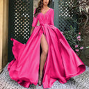 Chic Long Sleeve V-Neck Evening Dresses