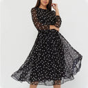 Trendy Polka Dot Mesh Midi Dress