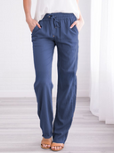 Airy Leisure Pants with Elastic Waistband