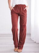 Airy Leisure Pants with Elastic Waistband