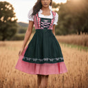 Oktoberfest Dirndl with Checkered Design and Short Sleeves