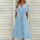 Chic Summer V-Neck Dress with Lace Details