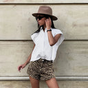 Chic Denim Leopard Print Shorts