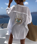 Trendy Oversized Muslin Blouse with Glitter Accents