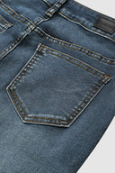 Mid Waist Flamingo Embroidered Denim Pants