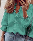 Chic V-Neck Ruffle Blouse