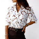 Chic Blouse with Stylish Turned-Down Collar