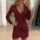 Shimmering Sequin Evening Wrap Dress
