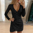 Shimmering Sequin Evening Wrap Dress