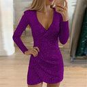 Shimmering Sequin Evening Wrap Dress