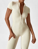 Chic Women's Zipper Jumpsuit - Long & Short Sleeve Options
