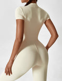 Chic Women's Zipper Jumpsuit - Long & Short Sleeve Options
