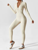 Chic Women's Zipper Jumpsuit - Long & Short Sleeve Options