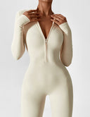 Chic Women's Zipper Jumpsuit - Long & Short Sleeve Options