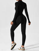 Chic Women's Zipper Jumpsuit - Long & Short Sleeve Options