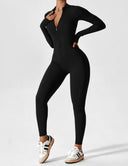 Chic Women's Zipper Jumpsuit - Long & Short Sleeve Options