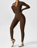 Chic Women's Zipper Jumpsuit - Long & Short Sleeve Options