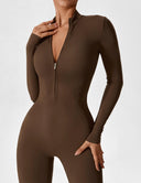 Chic Women's Zipper Jumpsuit - Long & Short Sleeve Options