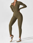 Chic Women's Zipper Jumpsuit - Long & Short Sleeve Options