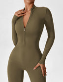 Chic Women's Zipper Jumpsuit - Long & Short Sleeve Options