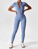 Chic Women's Zipper Jumpsuit - Long & Short Sleeve Options