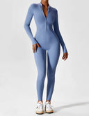 Chic Women's Zipper Jumpsuit - Long & Short Sleeve Options