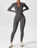 Chic Autumn Jumpsuit with Stand Collar and Zipper for Women