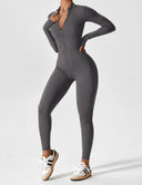 Chic Women's Zipper Jumpsuit - Long & Short Sleeve Options
