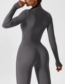 Chic Women's Zipper Jumpsuit - Long & Short Sleeve Options