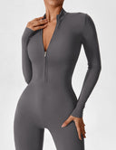 Chic Women's Zipper Jumpsuit - Long & Short Sleeve Options