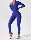 Chic Women's Zipper Jumpsuit - Long & Short Sleeve Options