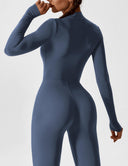 Chic Women's Zipper Jumpsuit - Long & Short Sleeve Options