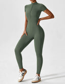 Chic Women's Zipper Jumpsuit - Long & Short Sleeve Options