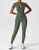 Chic Women's Zipper Jumpsuit - Long & Short Sleeve Options