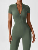 Chic Women's Zipper Jumpsuit - Long & Short Sleeve Options