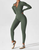 Chic Women's Zipper Jumpsuit - Long & Short Sleeve Options