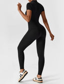 Chic Women's Zipper Jumpsuit - Long & Short Sleeve Options