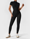 Chic Women's Zipper Jumpsuit - Long & Short Sleeve Options